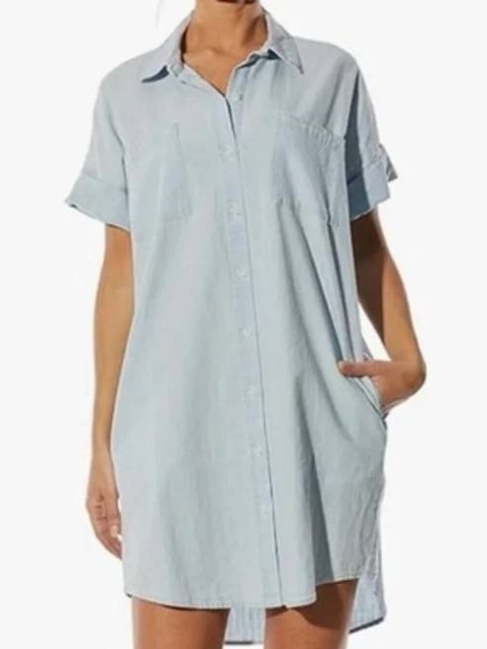 Oat New York Oversized Shirt Dress in Light Cayman